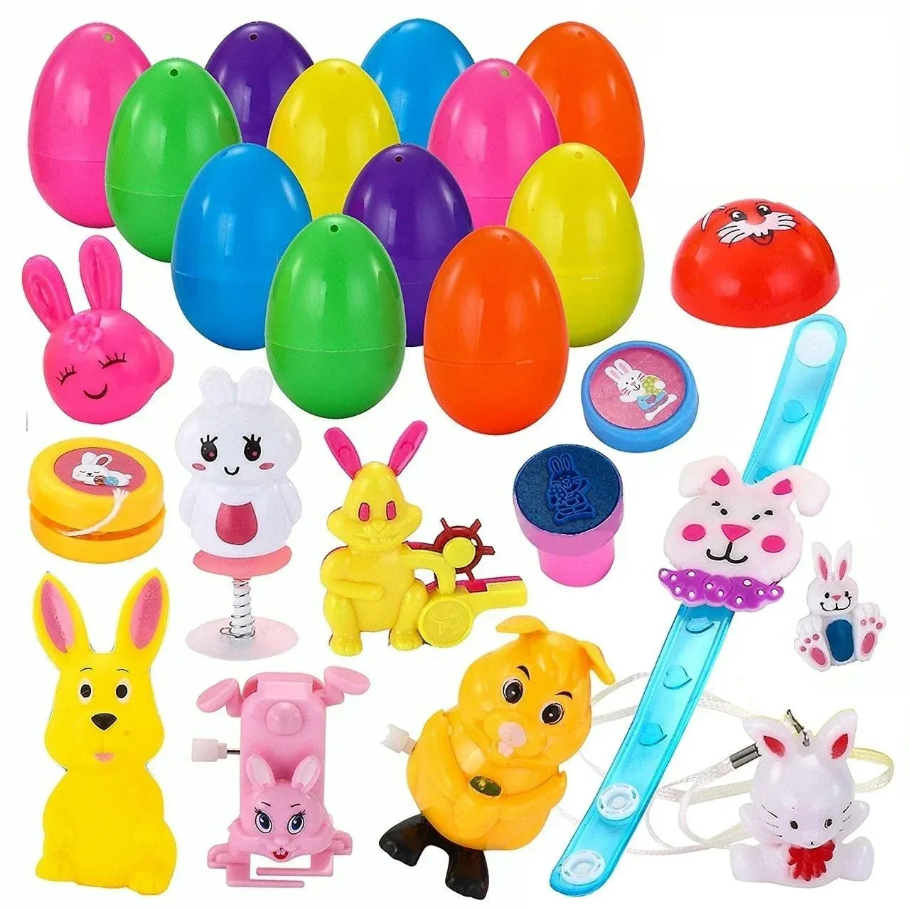 12Pcs Wind up Bunny Rabbit Prefilled Easter Eggs 3.25in