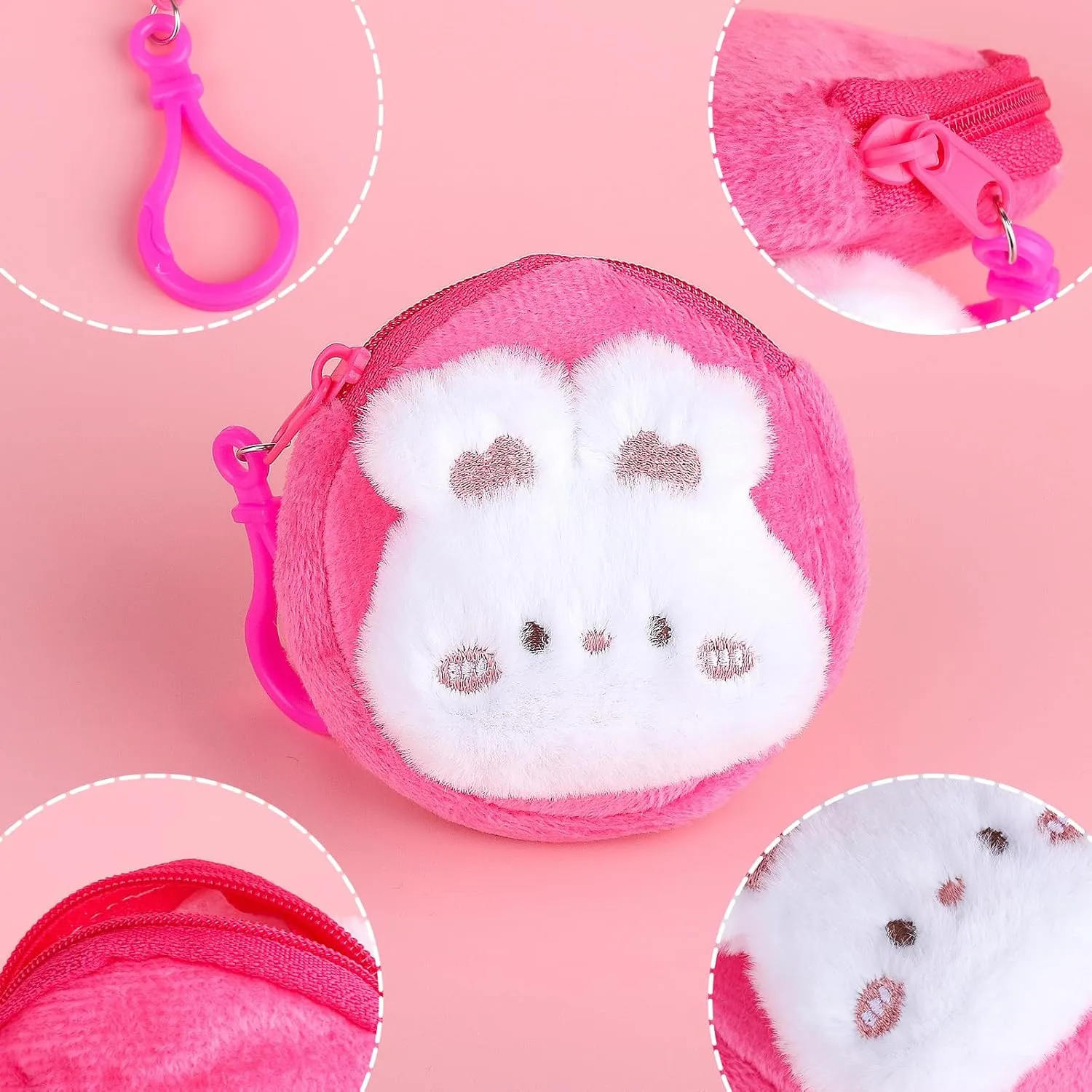 28-Pack Mini Stuffed Plush Animals Toys for Kids Party Bag Fillers, Keychain Coin Purse Bags for Kids Birthday Party Favors Goodie Bags Return Gifts Classroom Rewards