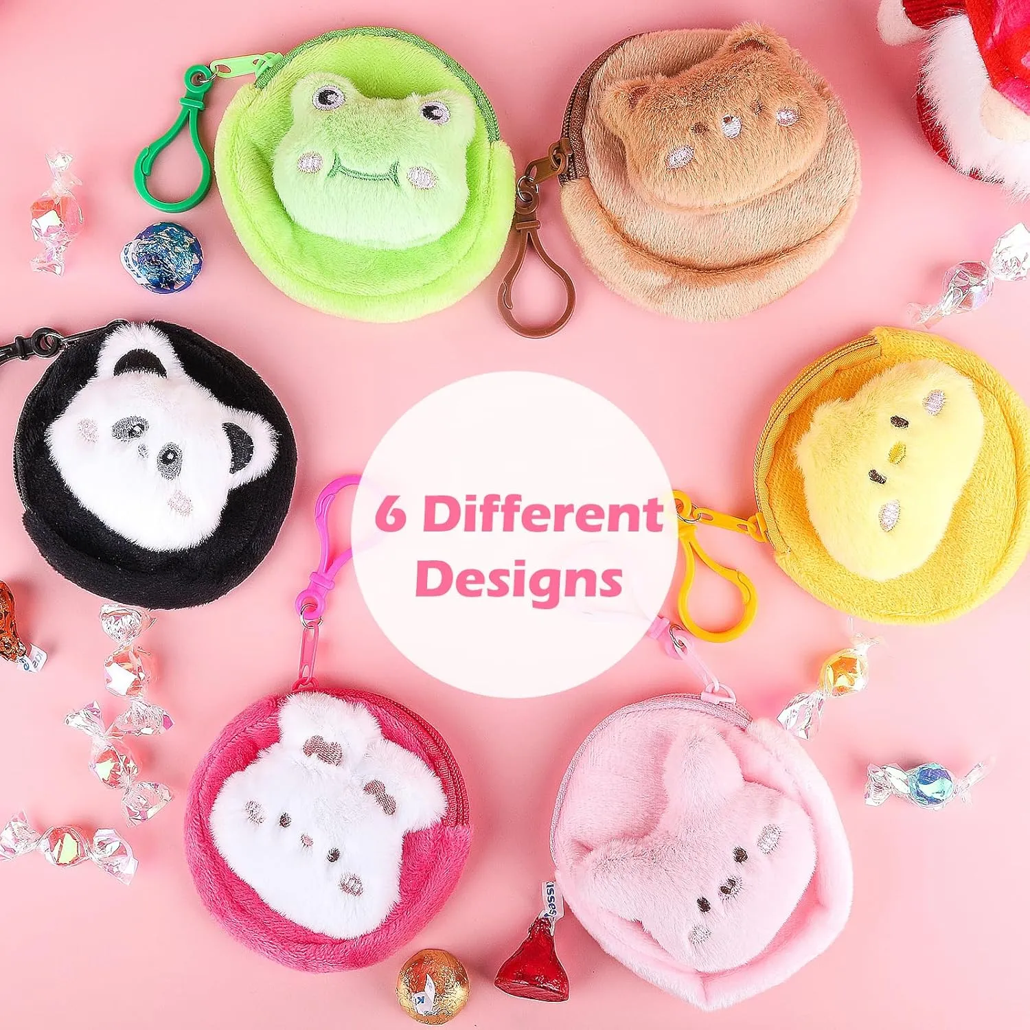 28-Pack Mini Stuffed Plush Animals Toys for Kids Party Bag Fillers, Keychain Coin Purse Bags for Kids Birthday Party Favors Goodie Bags Return Gifts Classroom Rewards