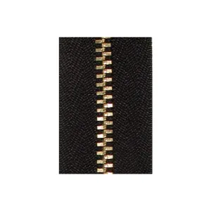 #4 Black, YKK Metal Chain Zipper Tape with Brass Teeth, #4M-BLK
