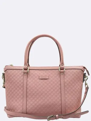 449656 Pink Shima Leather Shopper Tote Bag Shoulder Strap