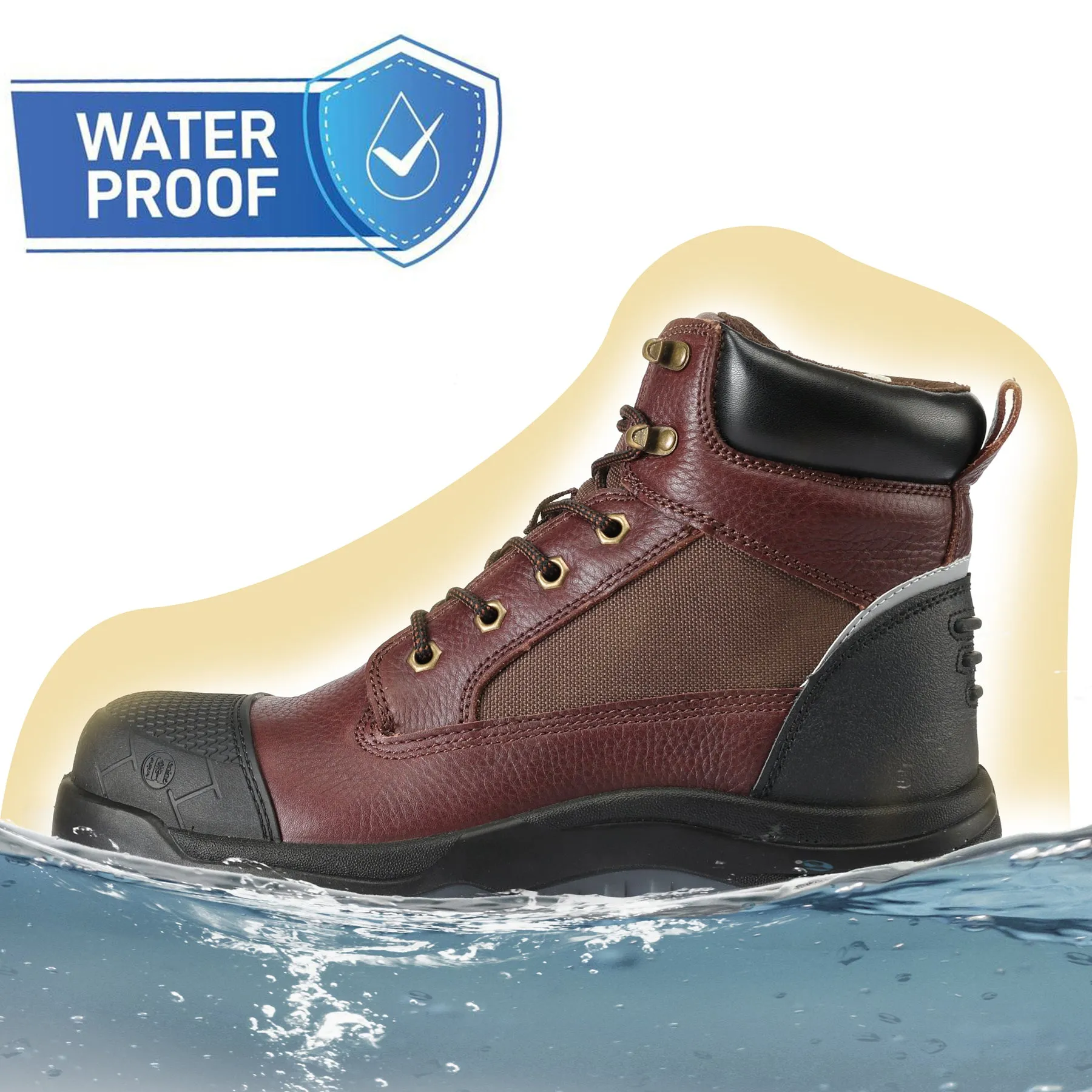 80N03 / 81N03 Soft Toe / Composite Toe 6" Waterproof Mens Work Boots, Non-Slip Puncture-Proof Safety Anti-Static Working Shoes