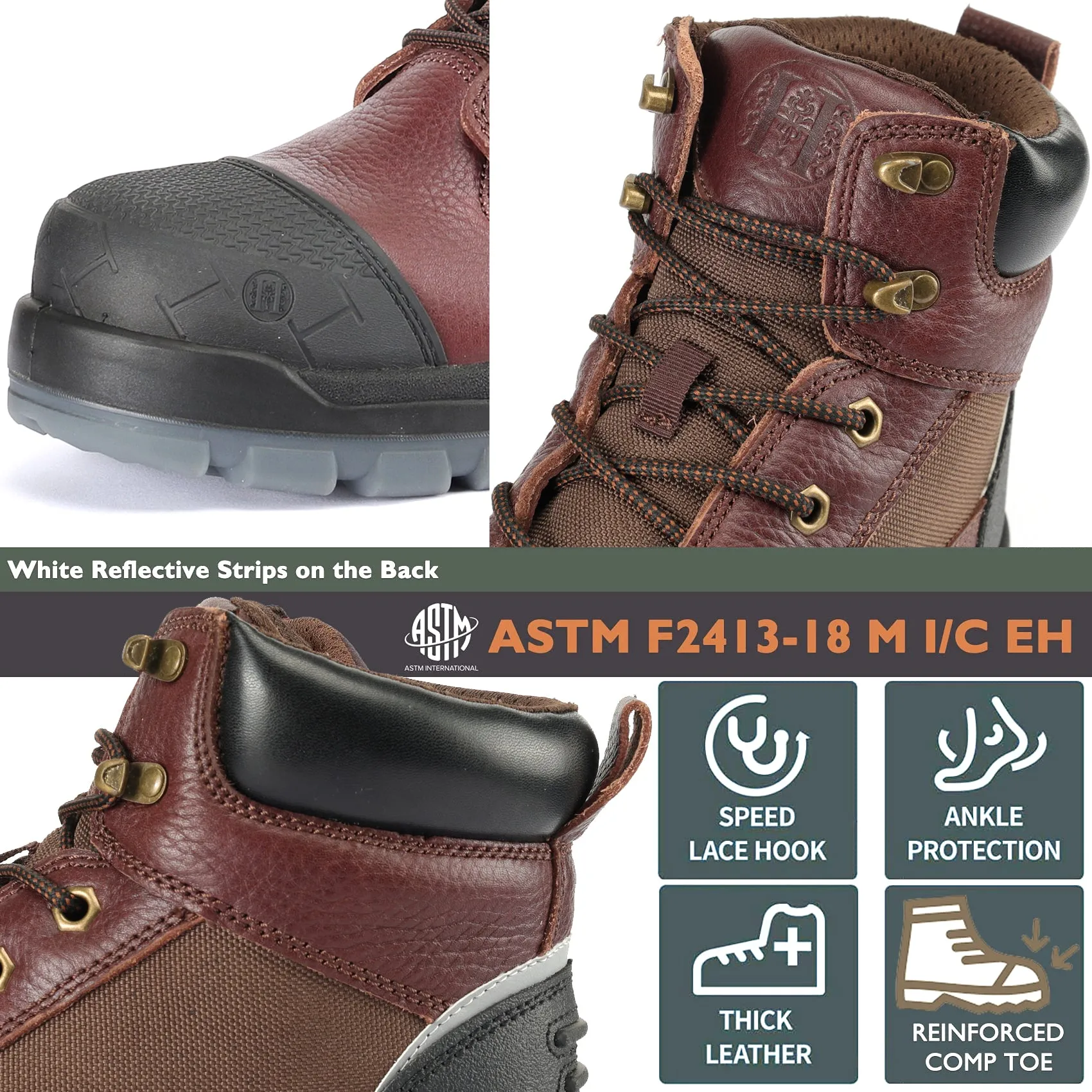 80N03 / 81N03 Soft Toe / Composite Toe 6" Waterproof Mens Work Boots, Non-Slip Puncture-Proof Safety Anti-Static Working Shoes