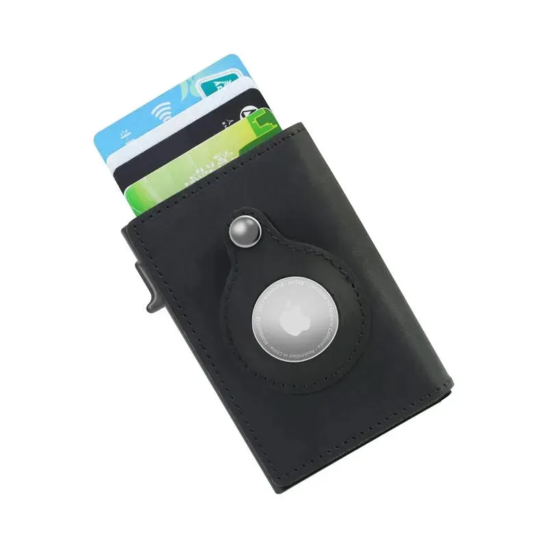 AirTag Wallet - Premium Leather Card Holder RFID Blocking Smart Wallet with AirTag Case