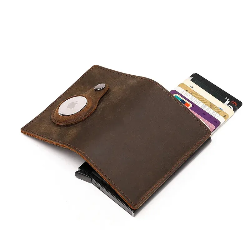 AirTag Wallet - Premium Leather Card Holder RFID Blocking Smart Wallet with AirTag Case