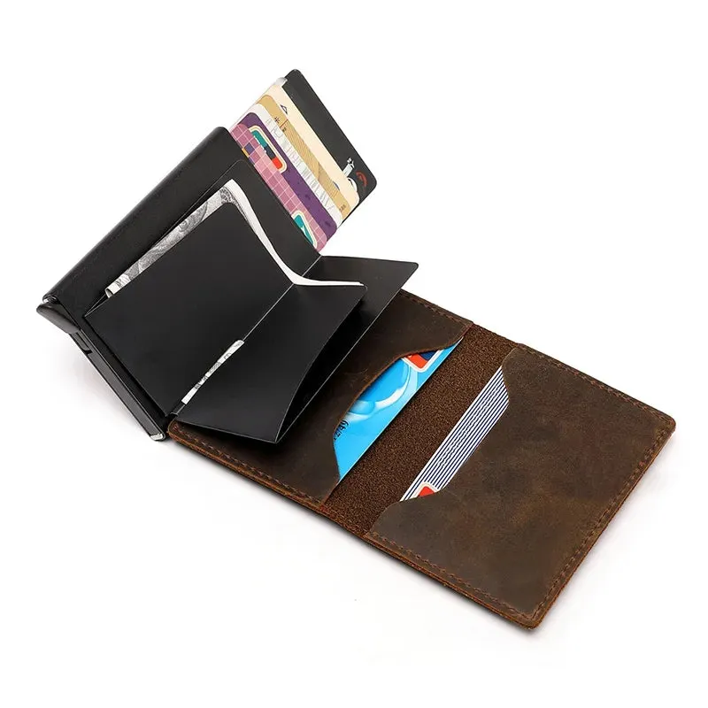 AirTag Wallet - Premium Leather Card Holder RFID Blocking Smart Wallet with AirTag Case