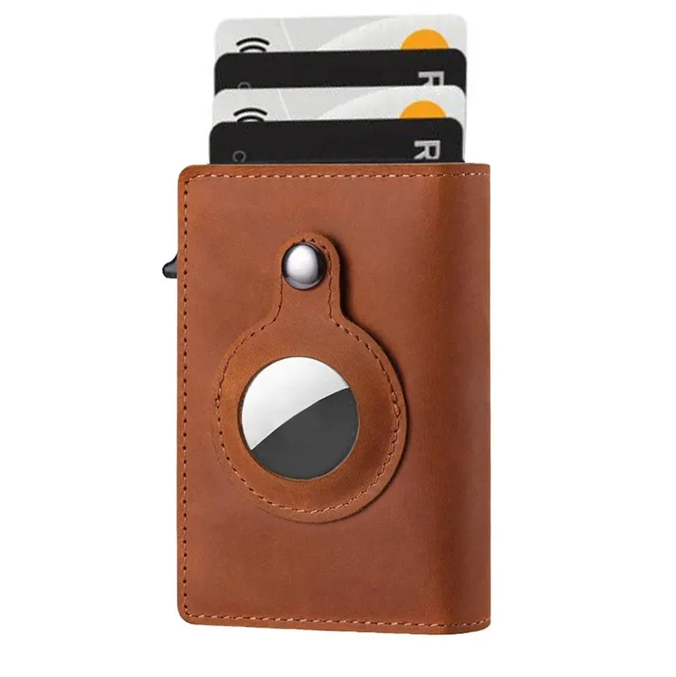 AirTag Wallet - Premium Leather Card Holder RFID Blocking Smart Wallet with AirTag Case