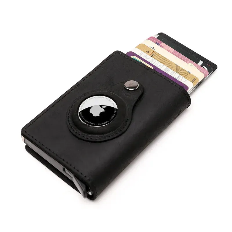 AirTag Wallet - Premium Leather Card Holder RFID Blocking Smart Wallet with AirTag Case