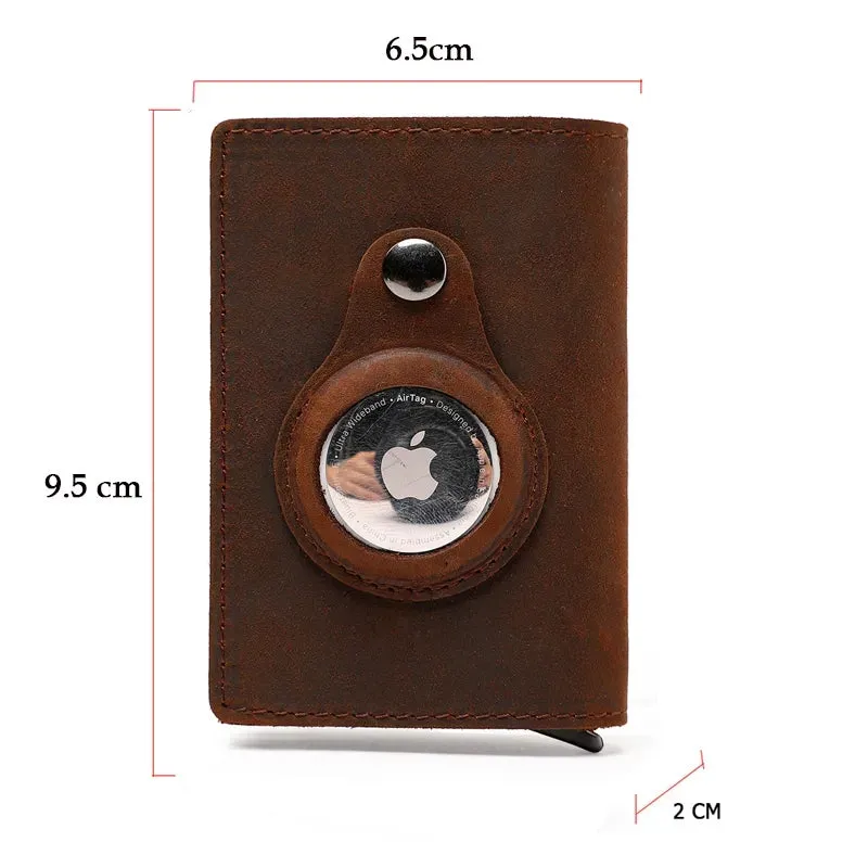 AirTag Wallet - Premium Leather Card Holder RFID Blocking Smart Wallet with AirTag Case