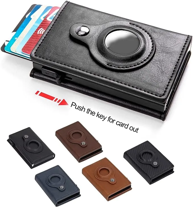 AirTag Wallet - Premium Leather Card Holder RFID Blocking Smart Wallet with AirTag Case
