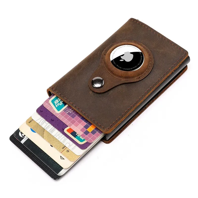 AirTag Wallet - Premium Leather Card Holder RFID Blocking Smart Wallet with AirTag Case