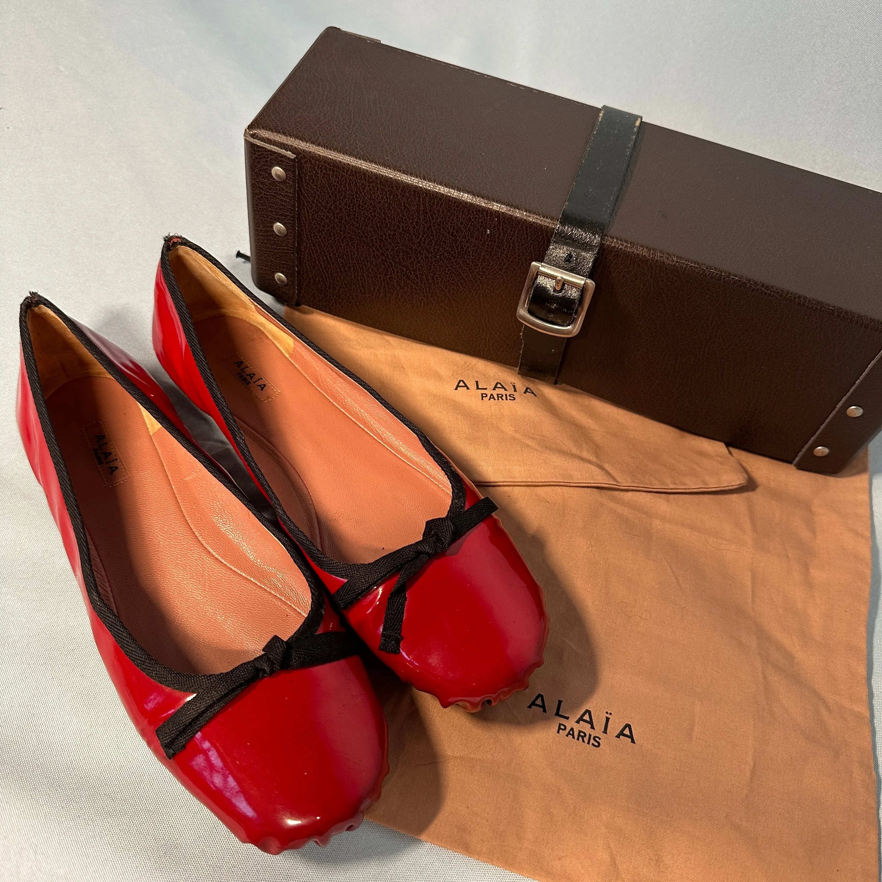 Alaïa Red Patent Leather Ballet Flats