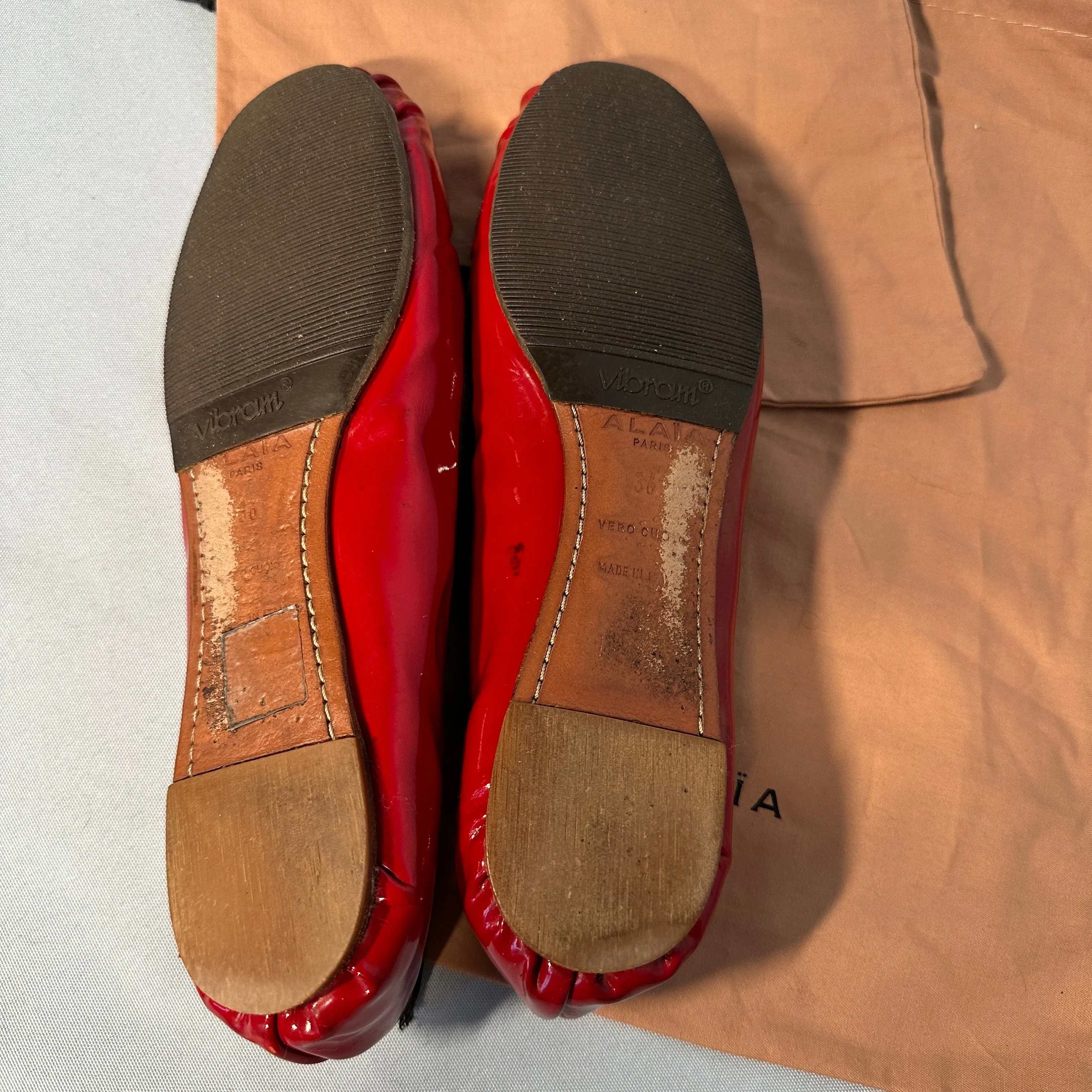 Alaïa Red Patent Leather Ballet Flats