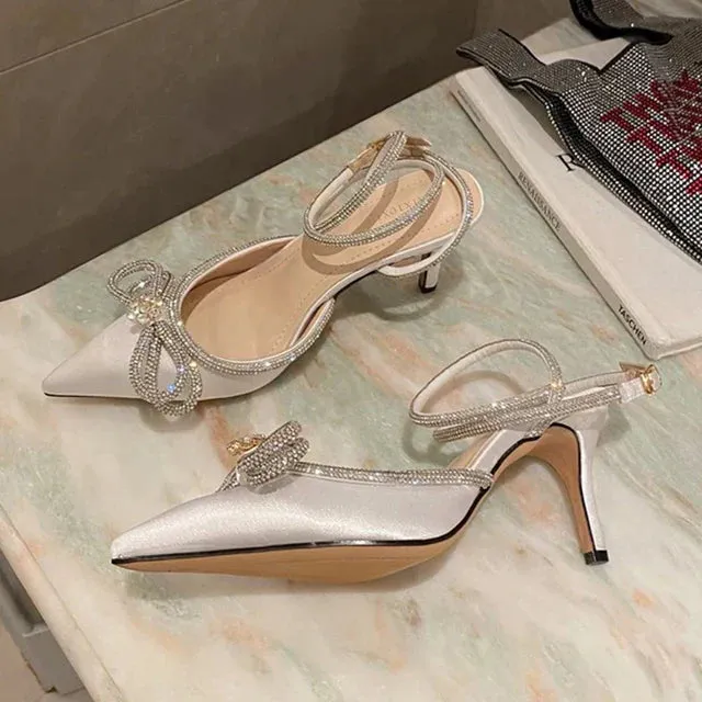 AMOZAE- - Pointed Toe Rhinestone Pumps for Women