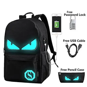 Anime Luminous Backpack Noctilucent School Bags Daypack Usb Chargeing Port Laptop Bag Handbag For