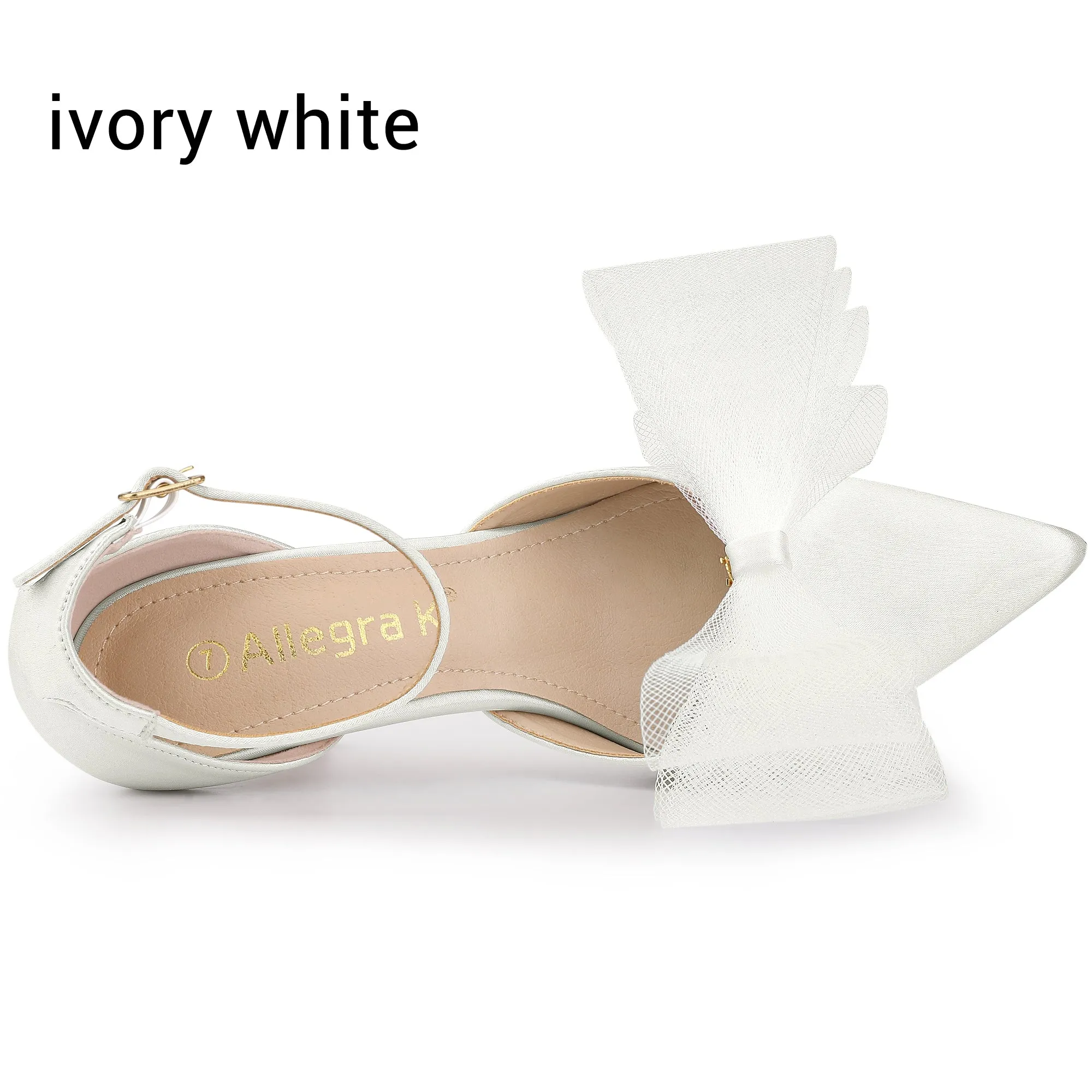 Bow Tie Pointed Toe Ankle Strap Stiletto High Heel Pumps