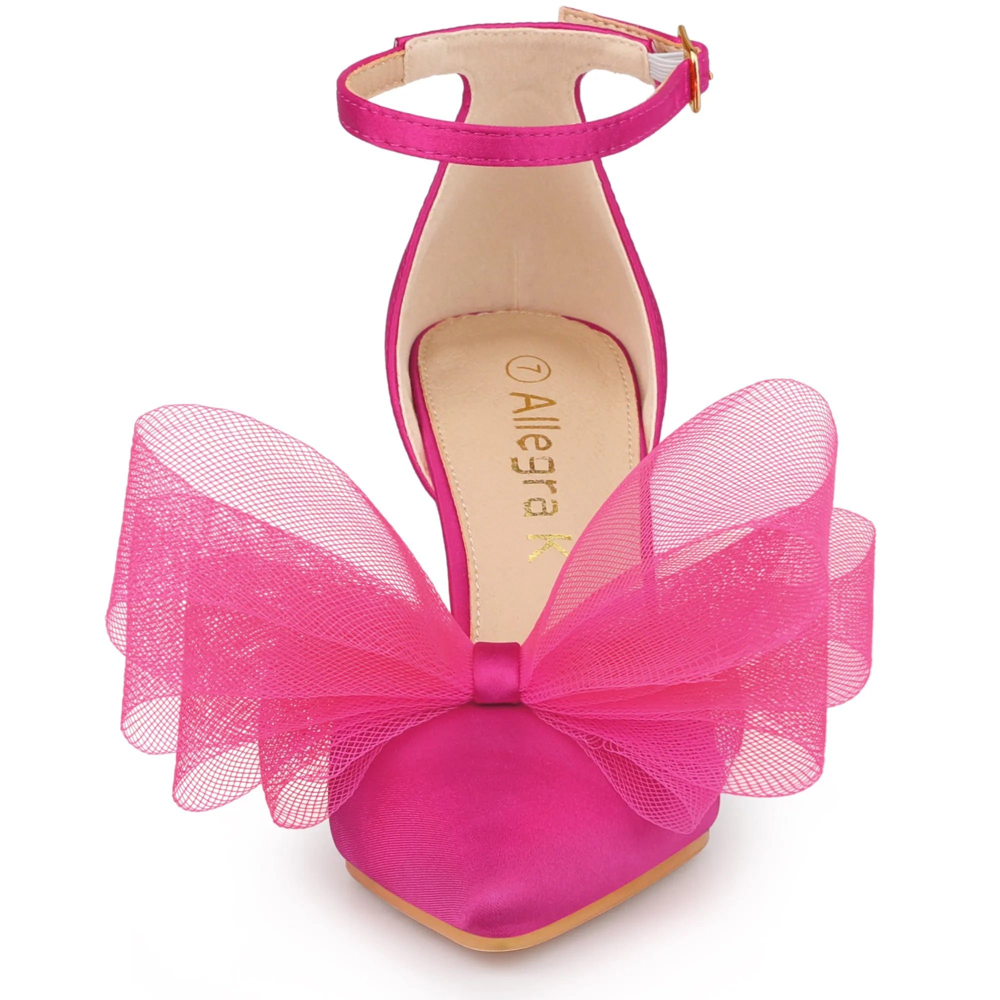 Bow Tie Pointed Toe Ankle Strap Stiletto High Heel Pumps