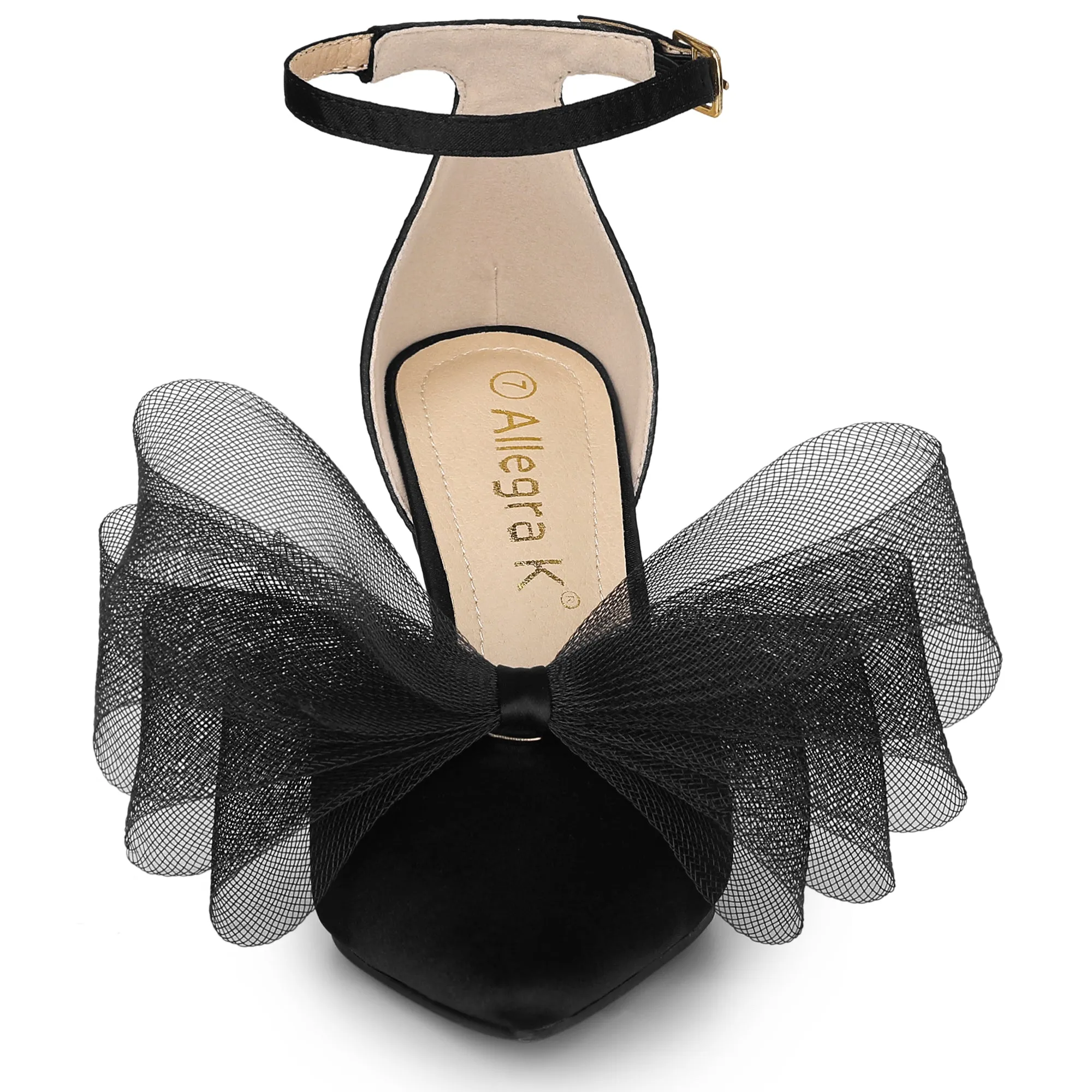 Bow Tie Pointed Toe Ankle Strap Stiletto High Heel Pumps