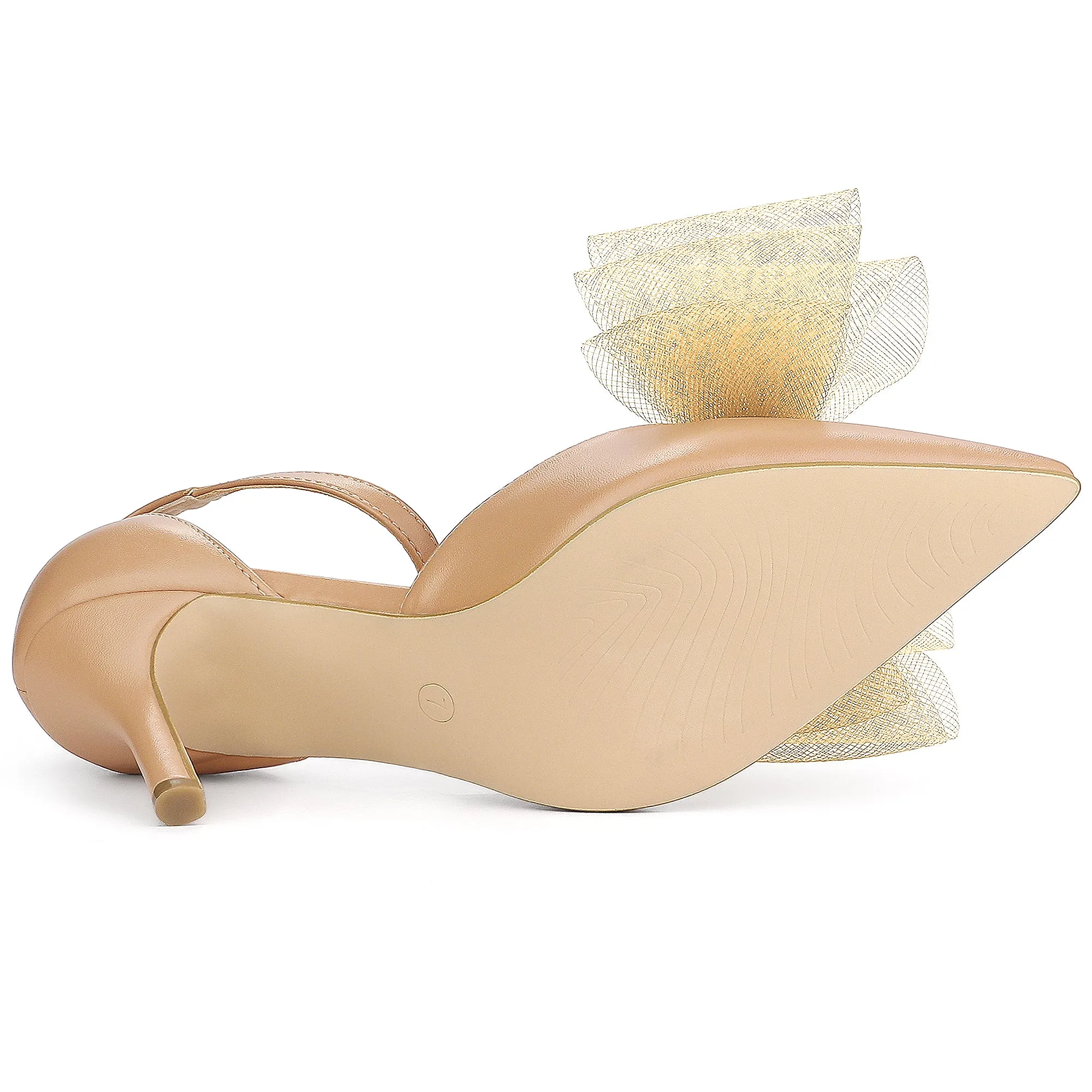 Bow Tie Pointed Toe Ankle Strap Stiletto High Heel Pumps