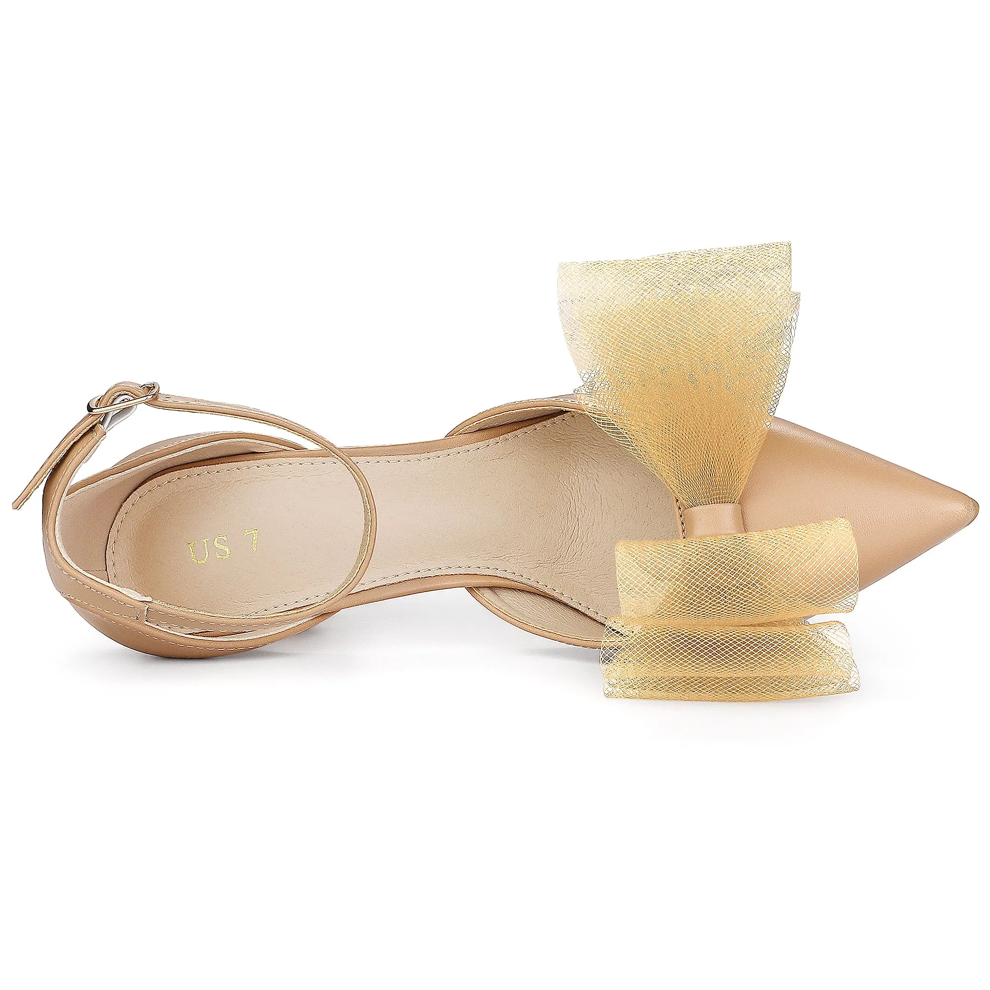 Bow Tie Pointed Toe Ankle Strap Stiletto High Heel Pumps
