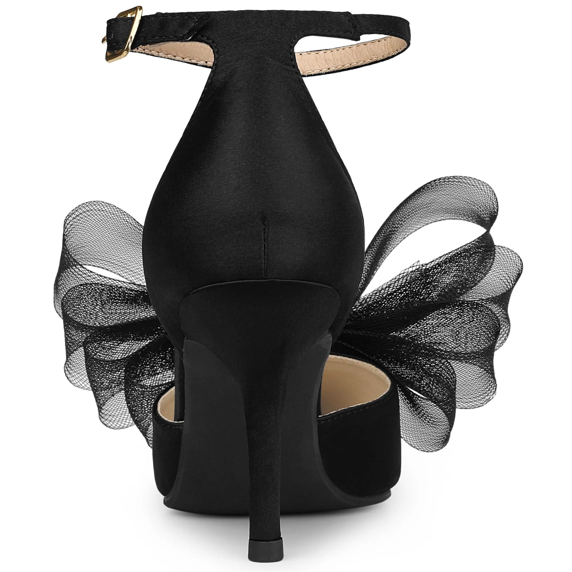Bow Tie Pointed Toe Ankle Strap Stiletto High Heel Pumps