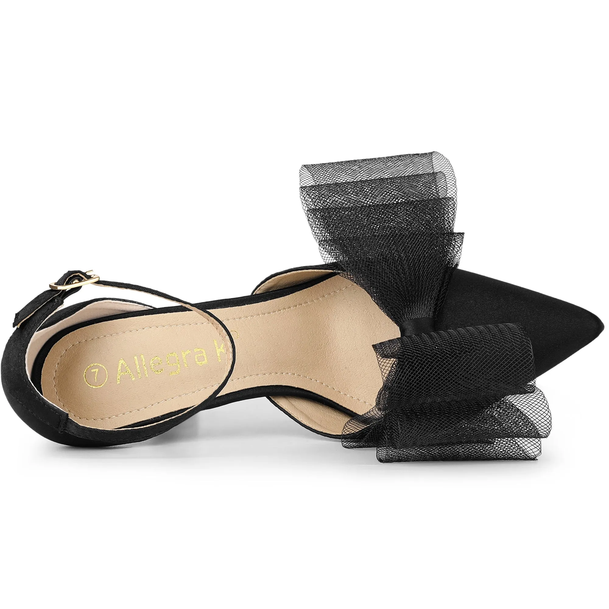 Bow Tie Pointed Toe Ankle Strap Stiletto High Heel Pumps
