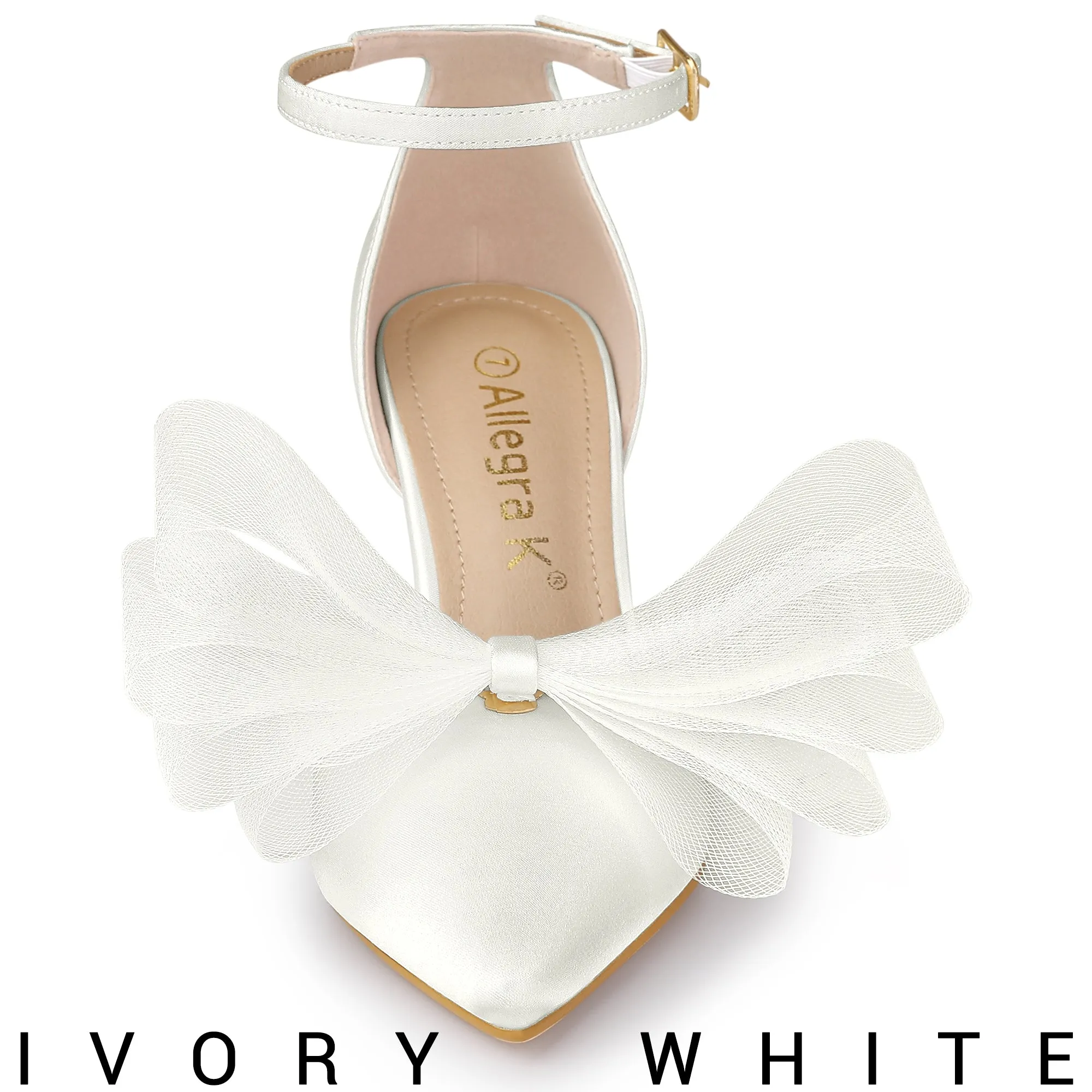 Bow Tie Pointed Toe Ankle Strap Stiletto High Heel Pumps