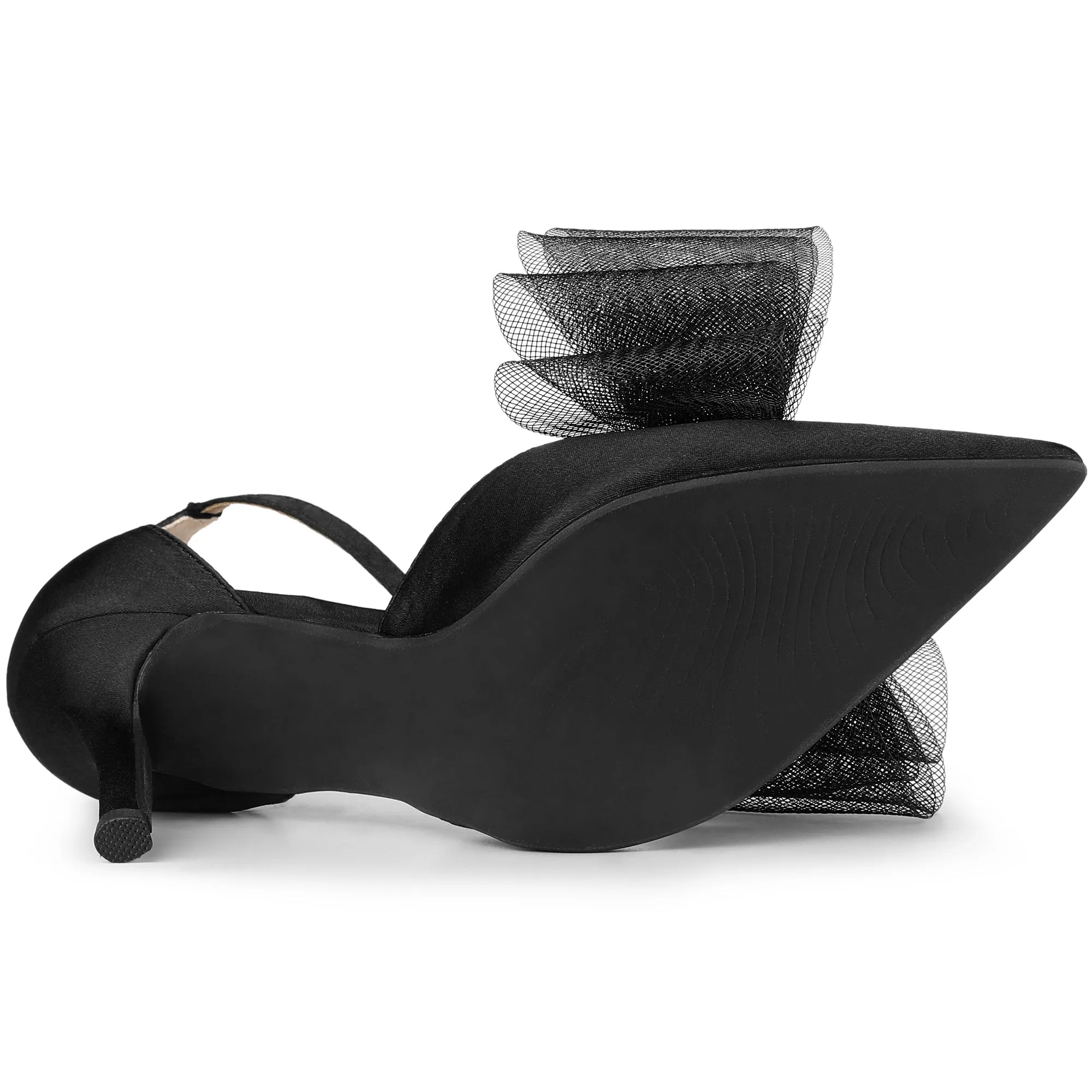 Bow Tie Pointed Toe Ankle Strap Stiletto High Heel Pumps