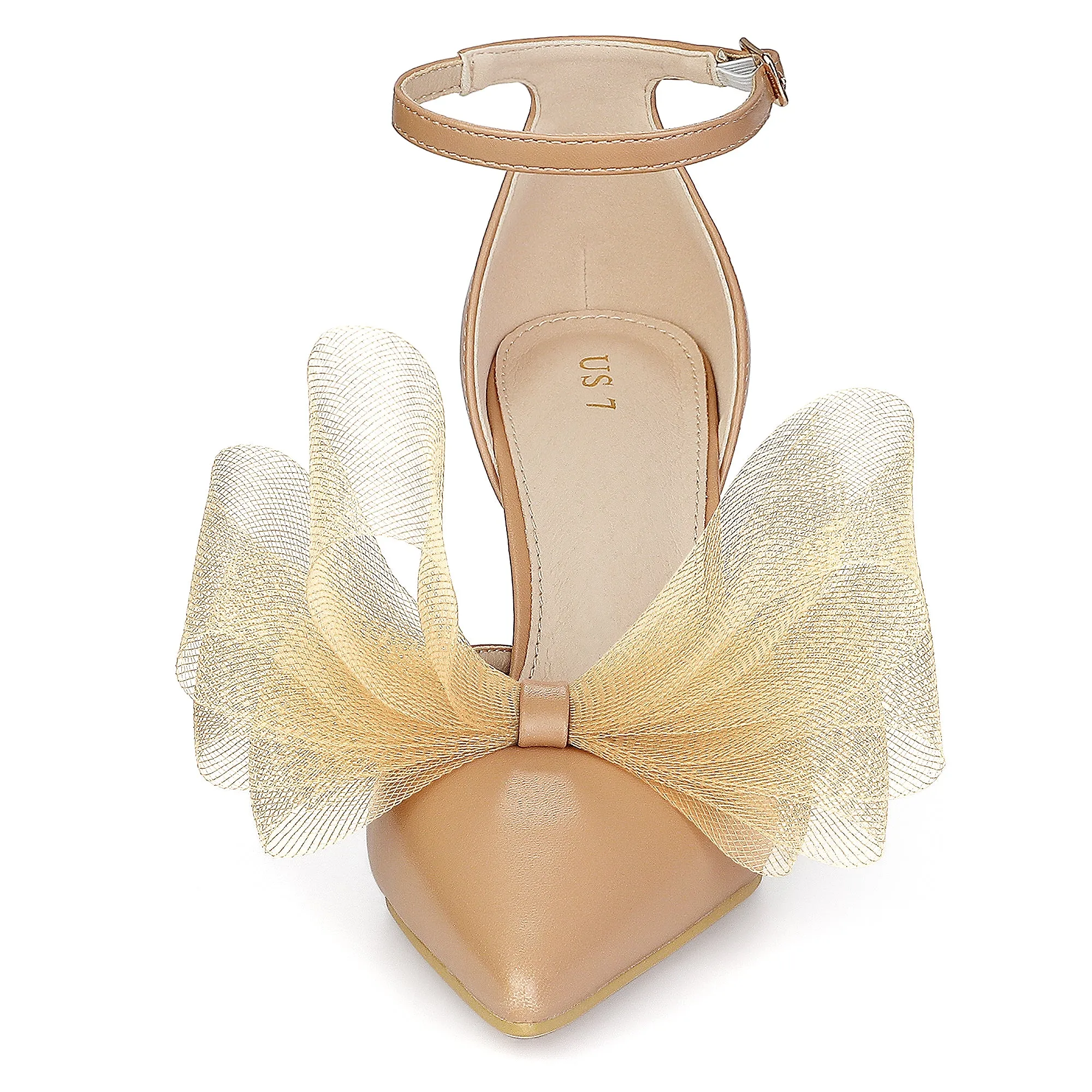 Bow Tie Pointed Toe Ankle Strap Stiletto High Heel Pumps