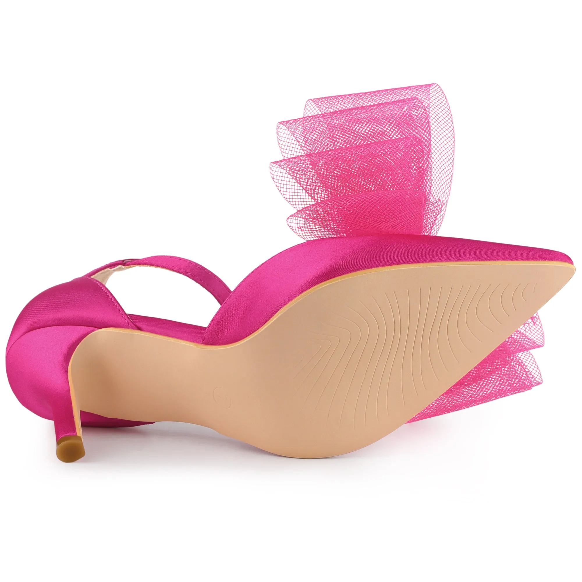 Bow Tie Pointed Toe Ankle Strap Stiletto High Heel Pumps