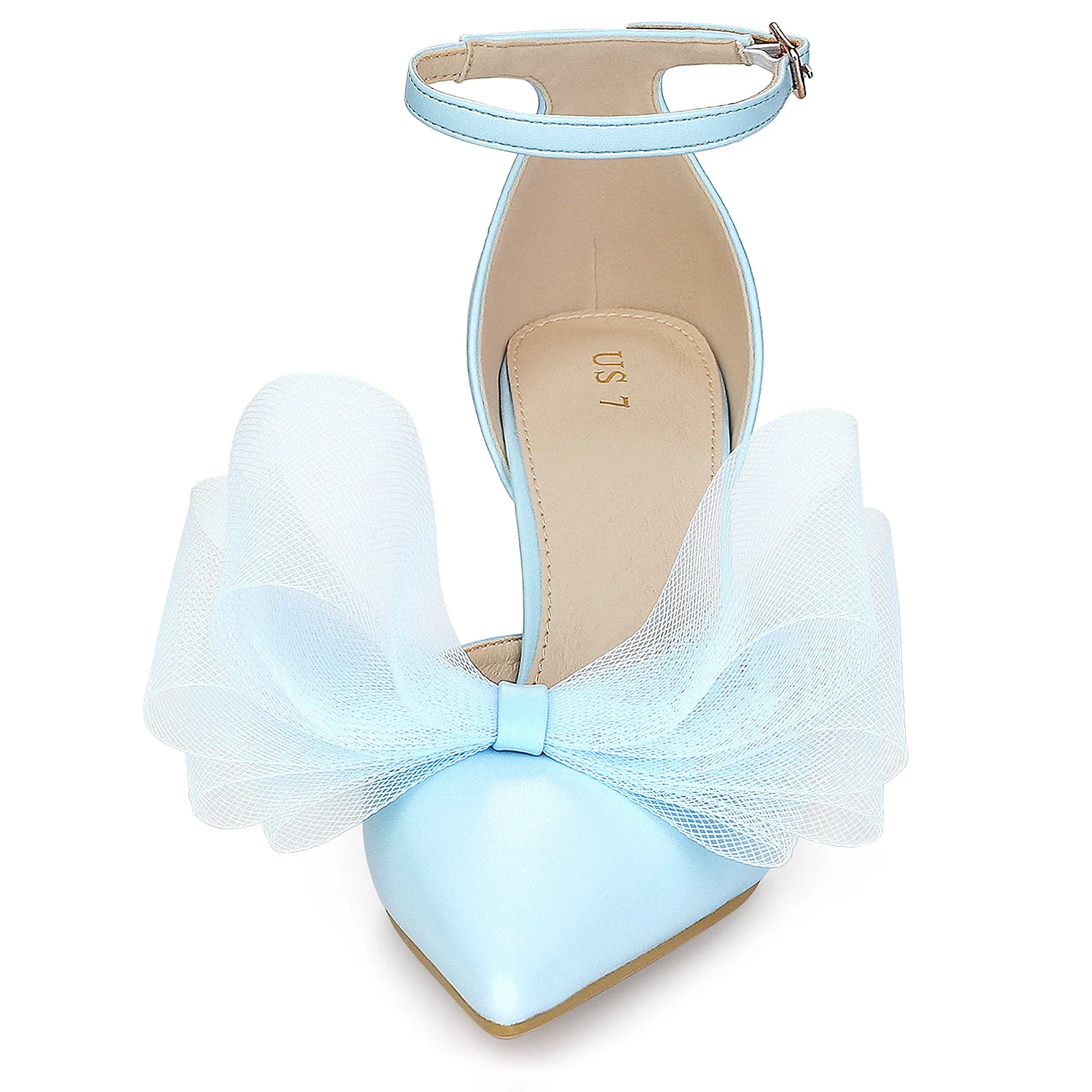 Bow Tie Pointed Toe Ankle Strap Stiletto High Heel Pumps