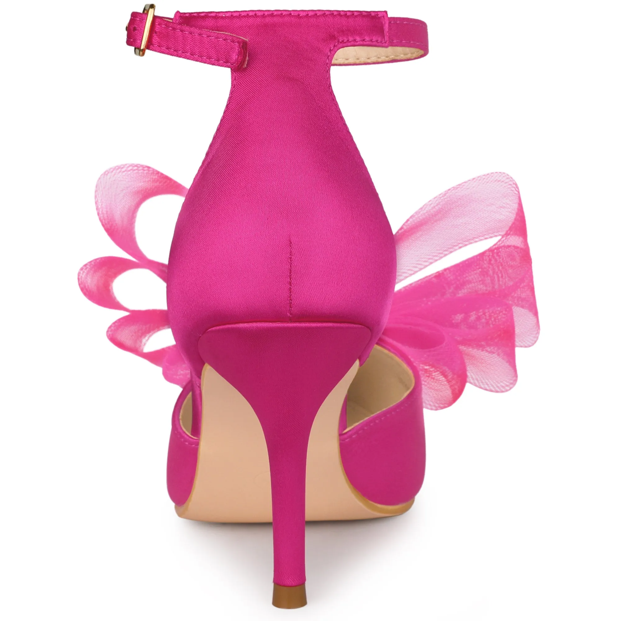Bow Tie Pointed Toe Ankle Strap Stiletto High Heel Pumps