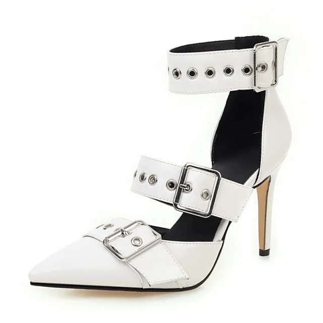 Buckle Rivet Women Pumps Wedding Shoes Stiletto Heels