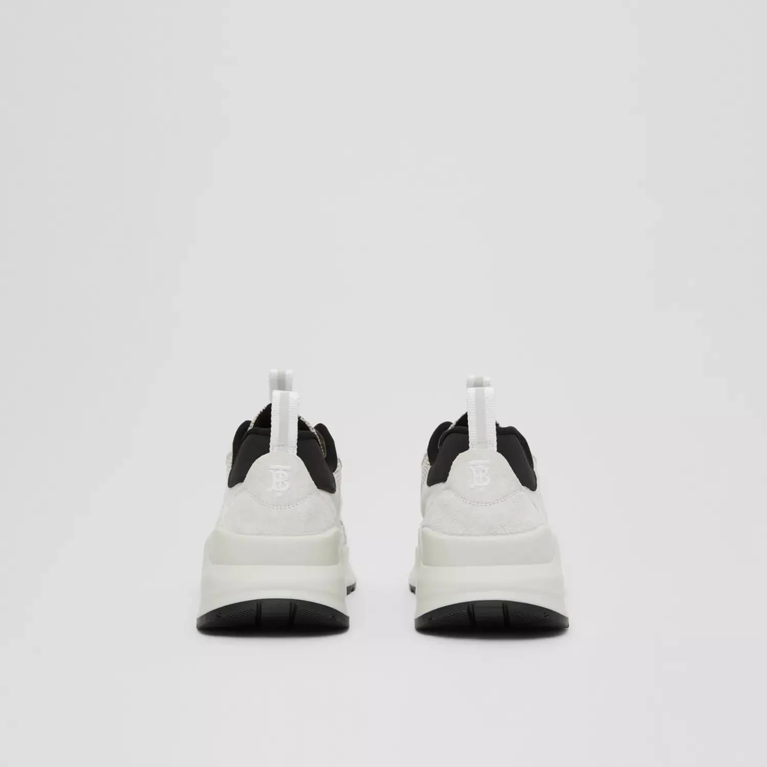 BURBERRY LOGO PRINT LEATHER, SUEDE AND CHECK MESH SNEAKERS