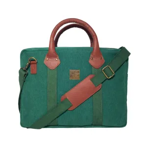 CANVAS & AWL Canvas and Genuine Leather Trim Unisex Laptop Messenger Bag, Travel Crossbody Bag (Green)