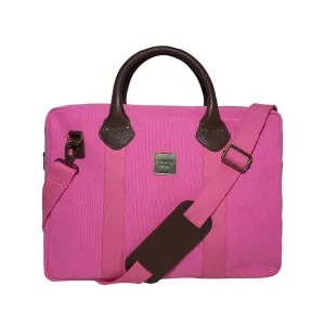 CANVAS & AWL Canvas and Genuine Leather Trim Unisex Laptop Messenger Bag, Travel Crossbody Bag (Pink)