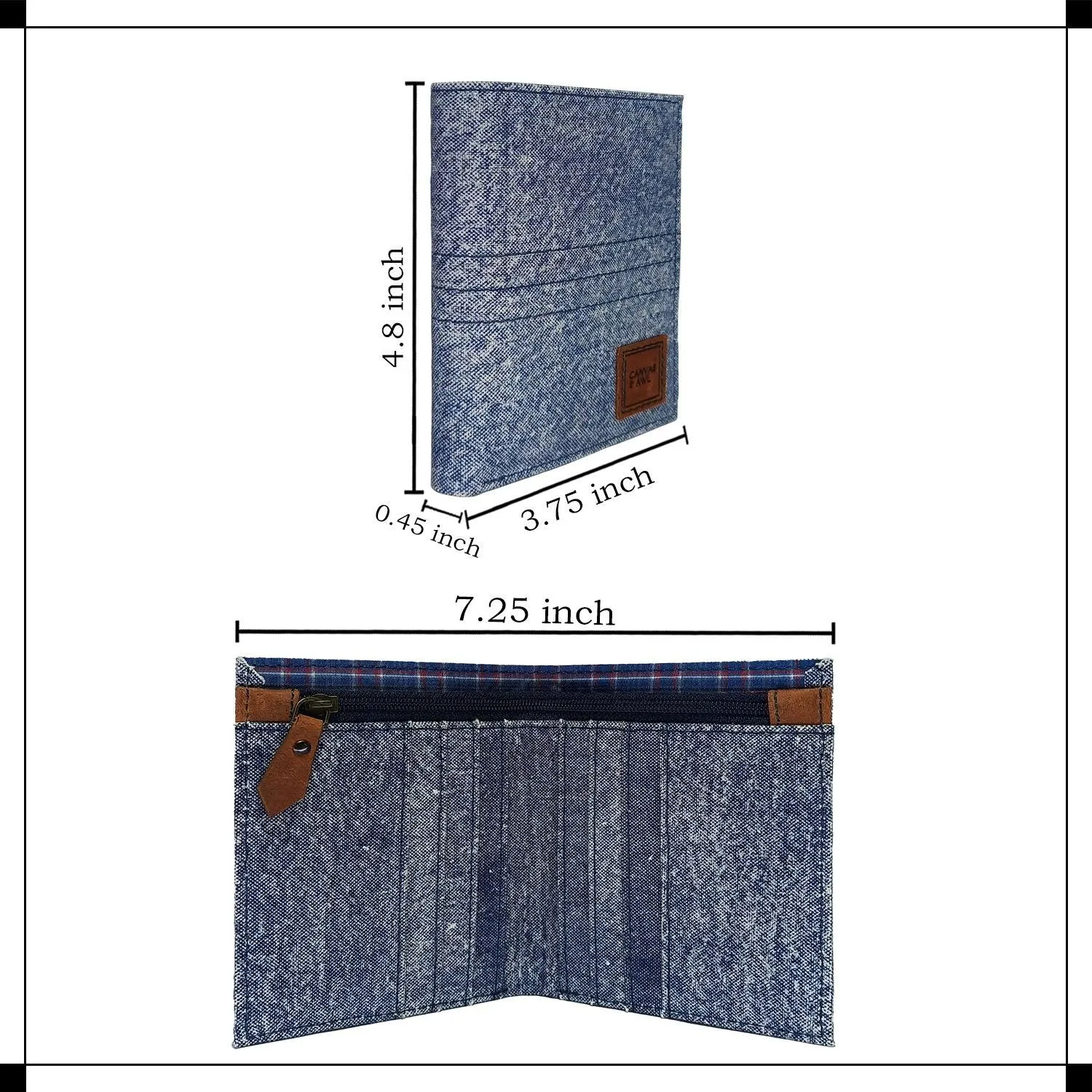 CANVAS & AWL Hand Stain Canvas Unisex Casual Slim Bifold Card Wallet (Indigo Stain)