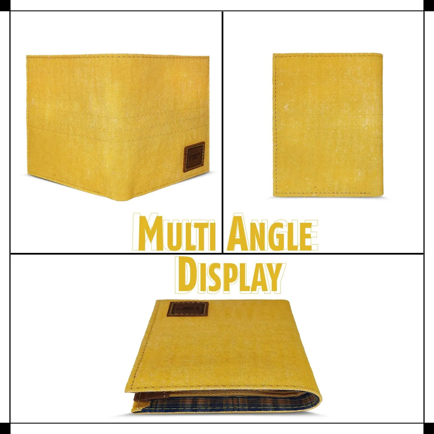 CANVAS & AWL Hand Stain Canvas Unisex Casual Slim Bifold Card Wallet (Turmeric Stain)