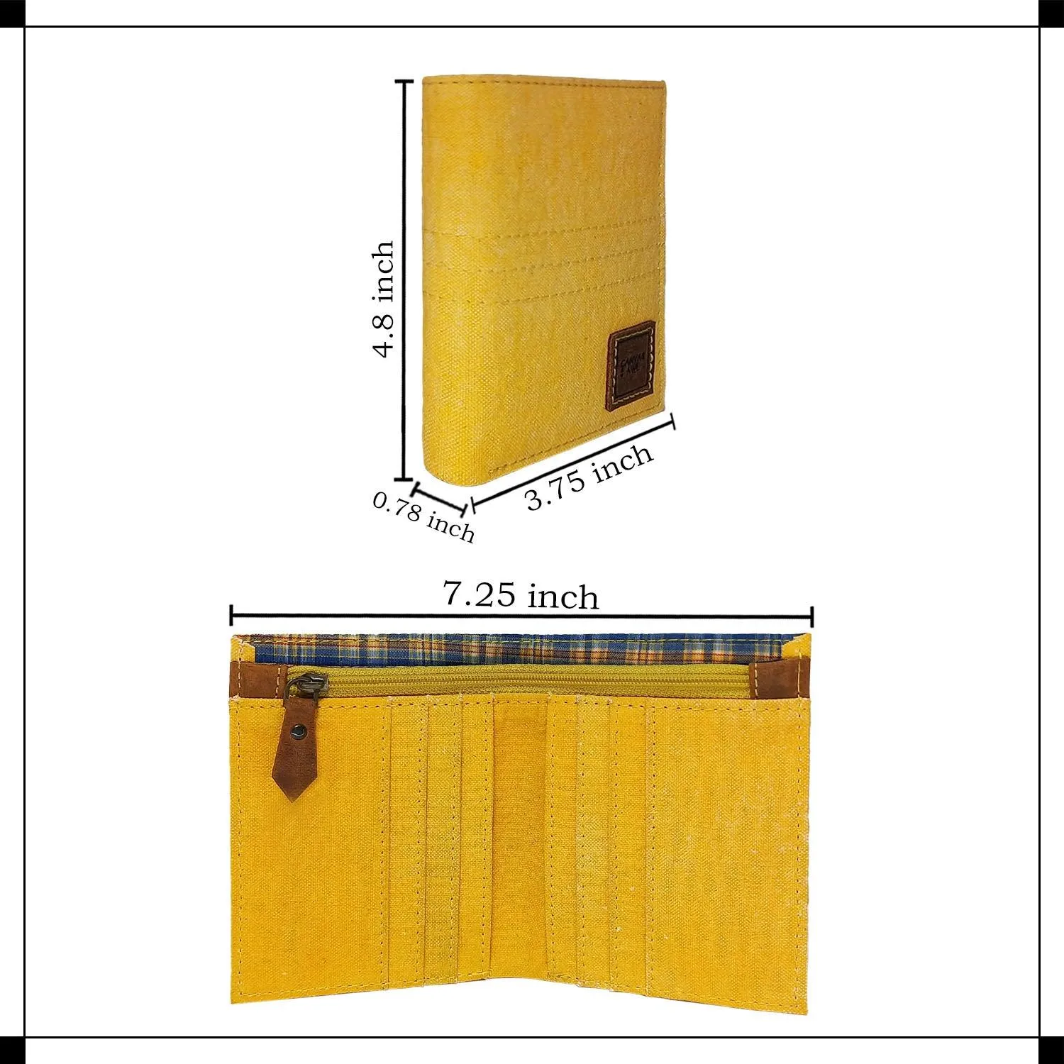 CANVAS & AWL Hand Stain Canvas Unisex Casual Slim Bifold Card Wallet (Turmeric Stain)