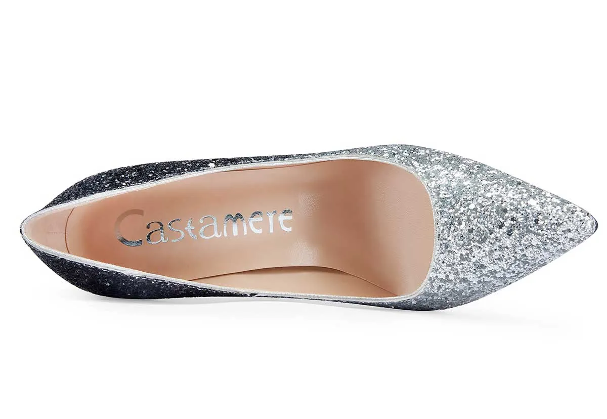 CASTAMERE Womens Sky High Heels Basic Pumps Pointed Toe Stilettos 12CM Heel Glitter Shoes