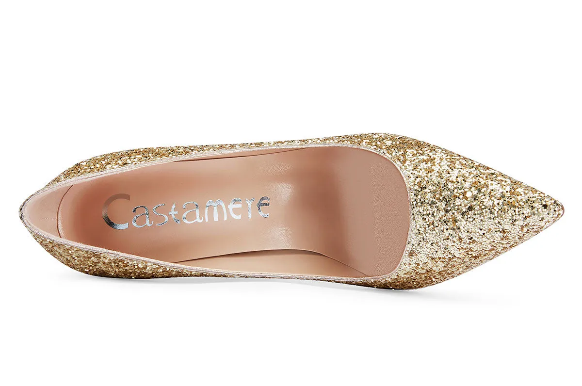 CASTAMERE Womens Sky High Heels Basic Pumps Pointed Toe Stilettos 12CM Heel Glitter Shoes
