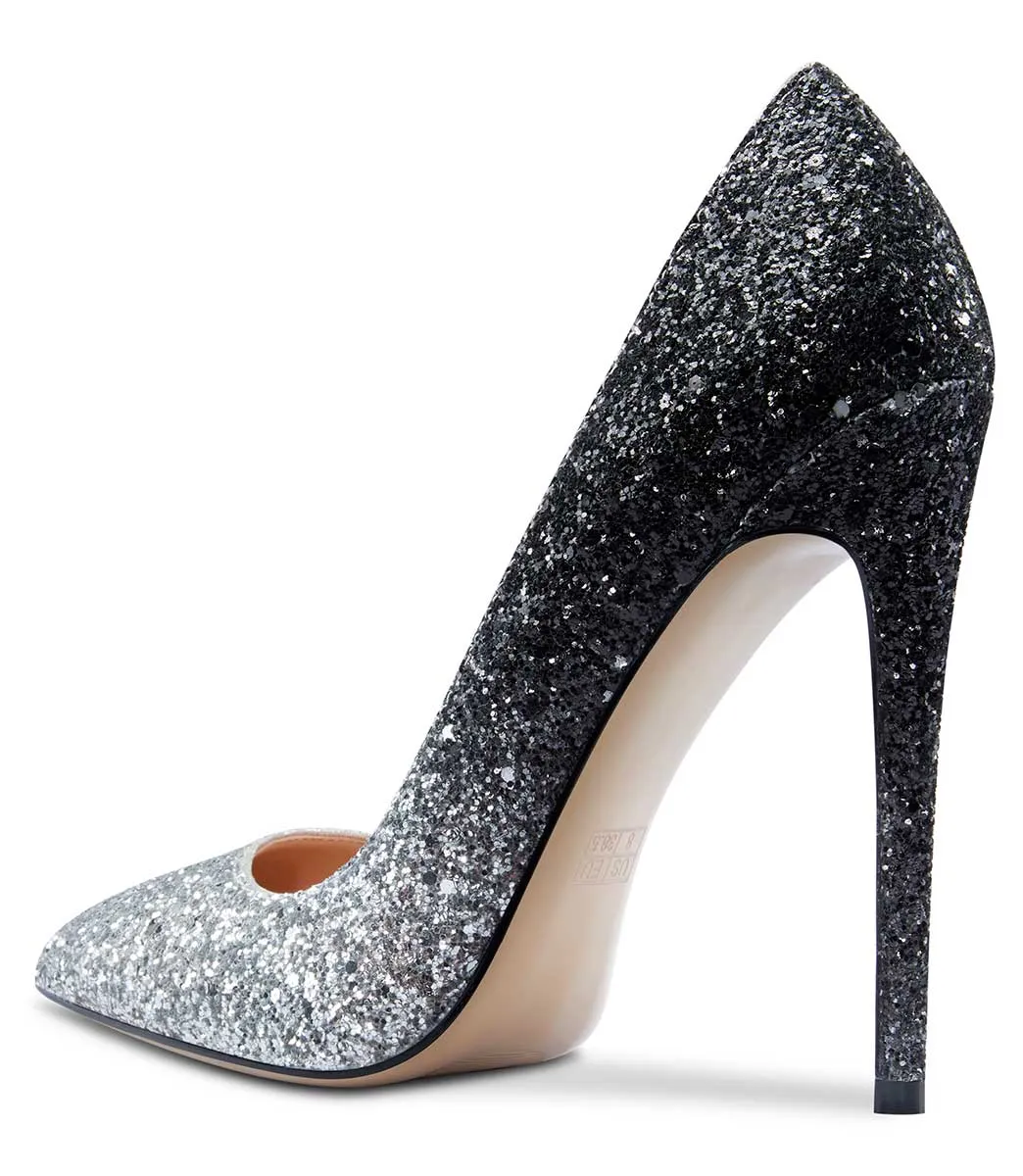 CASTAMERE Womens Sky High Heels Basic Pumps Pointed Toe Stilettos 12CM Heel Glitter Shoes