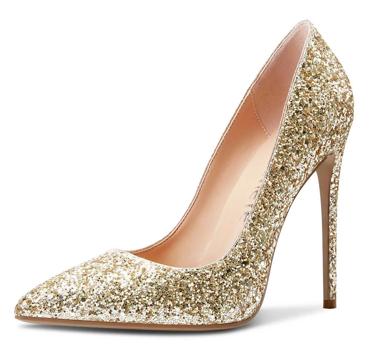 CASTAMERE Womens Sky High Heels Basic Pumps Pointed Toe Stilettos 12CM Heel Glitter Shoes