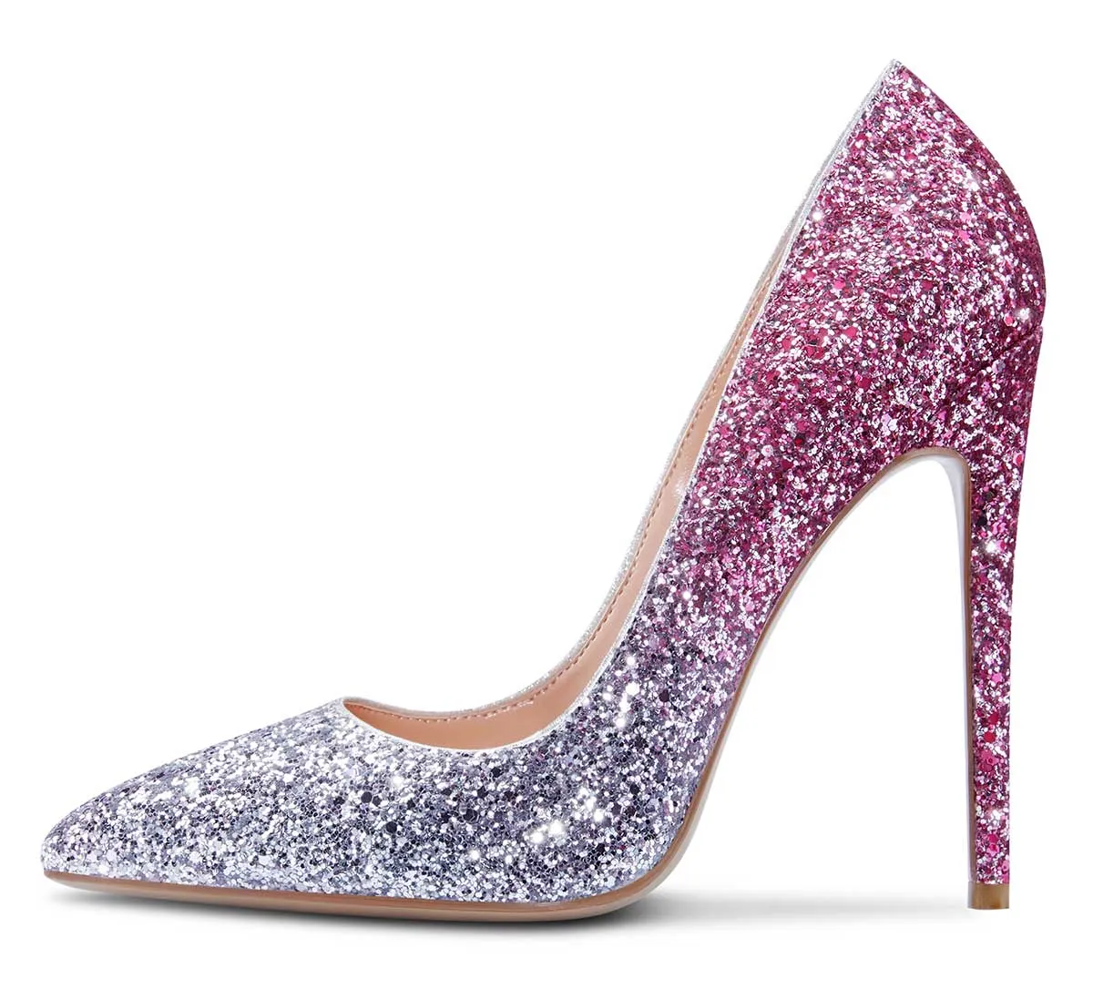 CASTAMERE Womens Sky High Heels Basic Pumps Pointed Toe Stilettos 12CM Heel Glitter Shoes