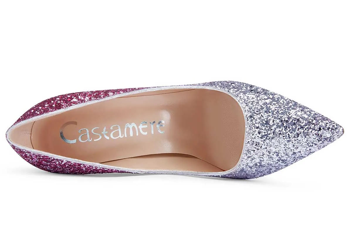 CASTAMERE Womens Sky High Heels Basic Pumps Pointed Toe Stilettos 12CM Heel Glitter Shoes