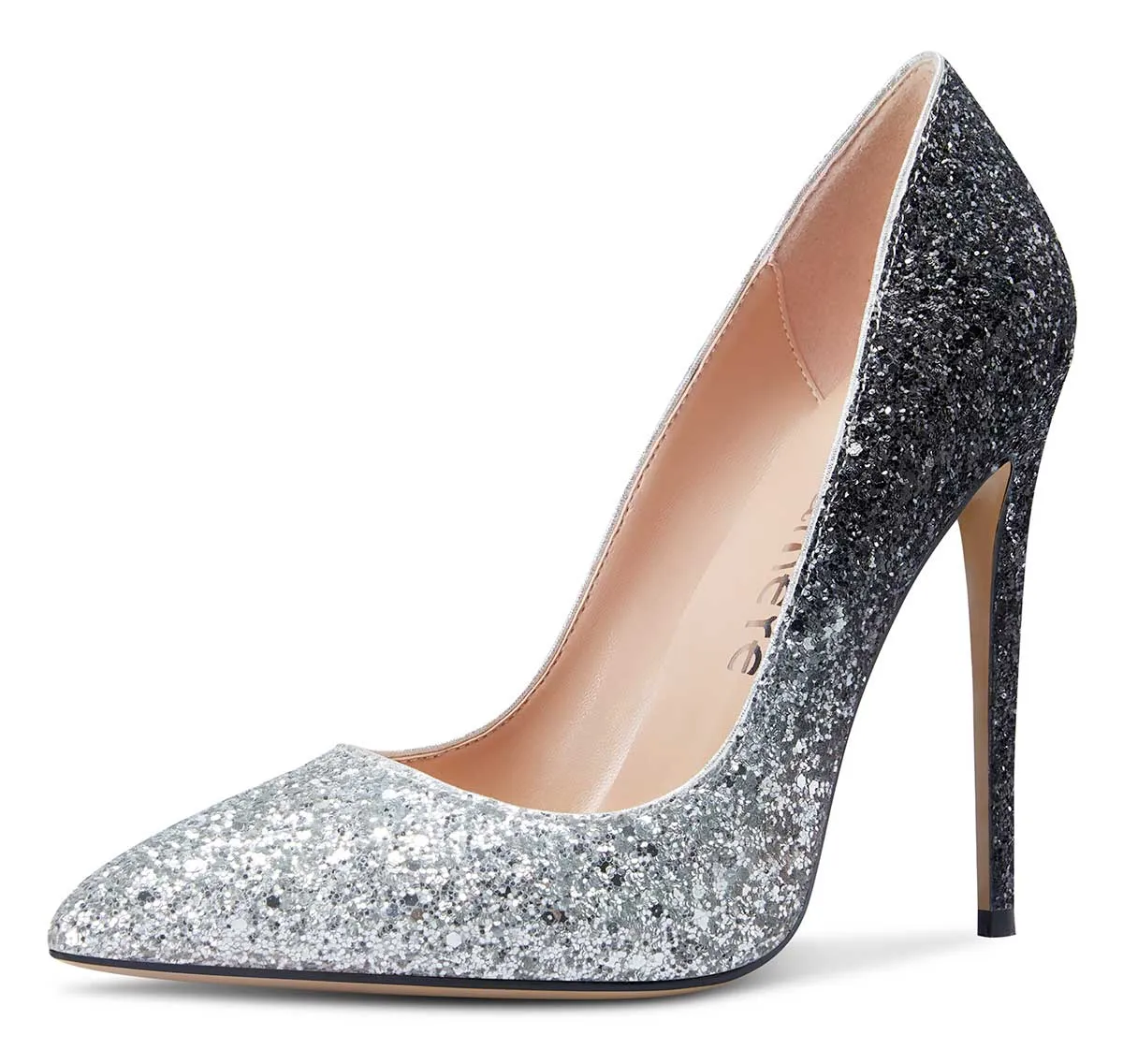 CASTAMERE Womens Sky High Heels Basic Pumps Pointed Toe Stilettos 12CM Heel Glitter Shoes