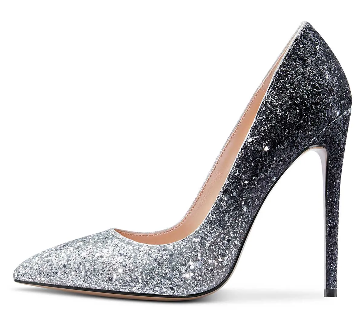 CASTAMERE Womens Sky High Heels Basic Pumps Pointed Toe Stilettos 12CM Heel Glitter Shoes