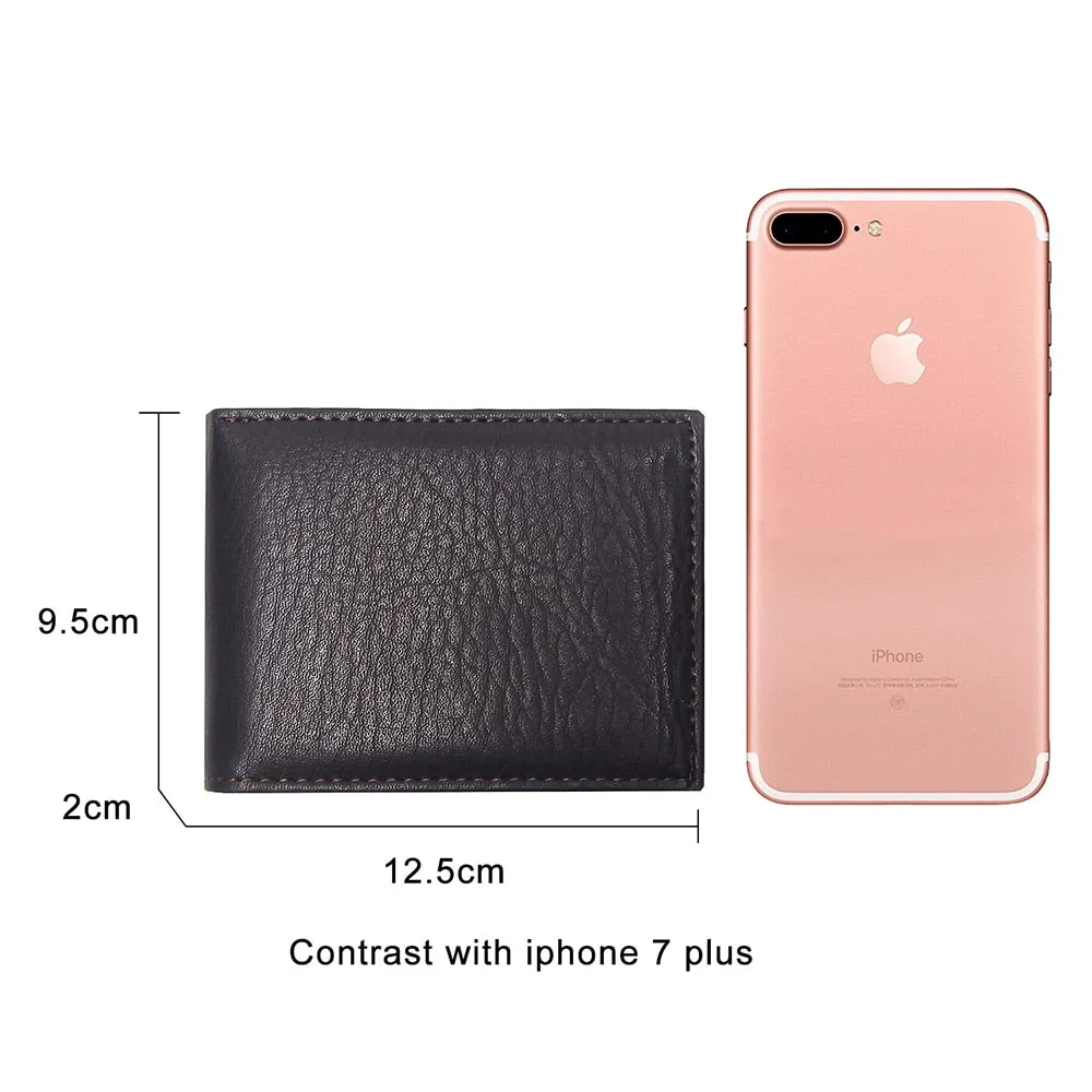 Casual Men's Wallets Leather Solid Luxury Wallet Men Pu Leather Slim Bifold Short Purses Credit Card Holder Business Male Purse