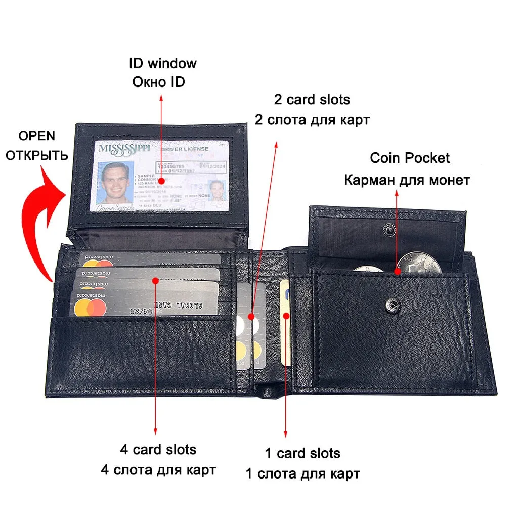 Casual Men's Wallets Leather Solid Luxury Wallet Men Pu Leather Slim Bifold Short Purses Credit Card Holder Business Male Purse