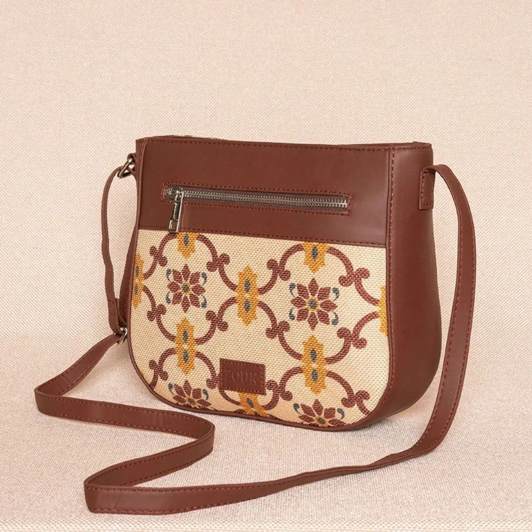 Chandra Mahal Raj Gadi Motif U-Shaped Sling Bag